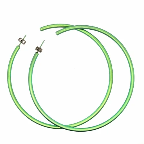 Extra Large Green Round Hoop Earrings